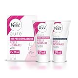 Veet Kit Depilazione Viso e Baffetti, Crema Depilatoria per Pelli Normali, 50 ml + Crema Post-Epilazione, Dermatologicamente Testato, 50 ml