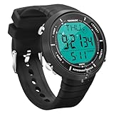Orologio da polso per nuoto e immersione, impermeabile, 10 ATM, con funzioni di sveglia, cronometro, conto alla rovescia, doppio fuso orario, formato 12 e 24 ore commutabile, cinturino in silicone
