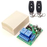 DieseRC Interruttore remoto wireless 433 Mhz RF ricevitore relè a 2 canali AC 220V 230V 240V 110V con 2 telecomandi per porta del garage/tapparella/luci/pompe