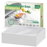 KitchenBoss Sacchetti Sottovuoto Alimenti 120 Buste 20x30 cm： Sacchetti Sottovuoto per Alimenti Goffrati per Conservazione, Buste Sottovuoto Alimenti Compatibili con Macchine per Sottovuoto, 175 µm