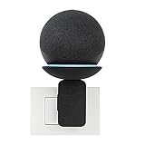 Supporto a Muro a Parete per Echo Dot 4 Made in Italy Ecosostenibile Montaggio con presa elettrica senza colle o viti Pratico vano raccoglicavo Per tutte le prese di corrente (Nero)