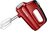 Russell Hobbs Sbattitore Elettrico Rosso - 5 impostazioni di velocità e Funzione turbo - 2 fruste e ganci per impastare lavabili in lavastoviglie, Posizione di parcheggio verticale, 24670-56