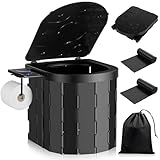 TEBOKHAD WC Portatile da Campeggio con Supporto e Borsa per la Conservazione Supporta Fino a 150KG Gabinetto Portatile Adulti 24 Sacchetti Lgienici per Camper, Escursionismo & Emergenze