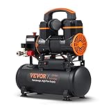 VEVOR Compressore d'Aria 18L Portatile Senza Olio Motore 900W Velocità 2800 giri/min per Aerografo Inchiodatura, Compressore d'Aria a Secco Portatile Rumore 70dB 2 Silenziatori Temperatura -50℃ - 40℃