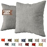 SONIT – Federe Cuscini Grigio 60x60 cm, Set 2 Federe Divano e Letto in Cotone Loneta con Cerniera Nascosta, Copri Cuscini Decorativi Resistenti e Lavabili per Arredo Casa