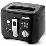 Mesko MS4908 Friggitrice ad Olio Elettrica, 2,5 Litri, Temperatura Regolabile, Secchio Antiaderente Rimovibile, Coperchio con Filtro Antiodore e Finestra, Facile da Pulire, 1800W, Nero