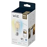 WiZ Lampadina Edison Smart LED WiFi, Luce Bianca da Calda a Fredda, Filamento, E27, equivalente a 60W, Tecnologia SpaceSense, Controllo Vocale (Alexa, Apple HomeKit, Google Home)