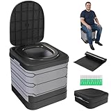 Outsunny WC Portatile da Campeggio con 12 Pacchetti Coagulanti e 12 Sacchetti di Smaltimento, 42x46x43.5 cm, Grigio e Nero