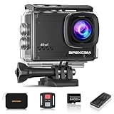 Apexcam 4K 60FPS EIS Action Cam 64MP Con Scheda di Memoria 64GB WiFi Sports Camera Ultra HD Telecamera subacquea 40M 2.4G Telecomando Time Lapse 2x1350mAh Batterie