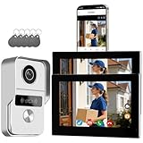 Honmidatek Videocitofono 2 Fili connesso, con fotocamera, versione notturna, vista dal vivo e conversazione, sblocco tramite monitor, 2 monitor da 7' con campanello cablato, per 1 famiglia