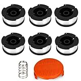 Elerek, Bobine portafilo per tagliabordi Black & Decker, in nylon, 6 x 9 m di lunghezza, diametro bobine: 1,5 mm, bobine + 1 cappuccio di copertura + 1 molla per tagliabordi Black&Decker