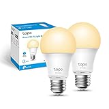 Tapo L510E Lampadina Wi-Fi E27, Funziona con Amazon Alexa e Google Home, 806 Lumen, 9W, Giallo Caldo Dimmerabile dall' 1% al 100%, 2700 K, Controllo da Remoto, Confezione da 2 Pezzi