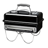 Weber Barbecue a carbone Go-Anywhere/griglia portatile con gambe pieghevoli, design compatto per campeggio e picnic, smalto resistente, controllo preciso del flusso d'aria, superficie 42x26 cm, nero
