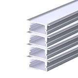 A2ZWORLD 8 Metri di Profilato Alluminio Per Striscia Led, Completo Di Copertura Tappi e Gancio, 4 Kit da 2 Metri Incasso Per Cartongesso Larga Interno 18.5mm (26X10mm)