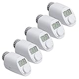 Eqiva - Set di 5 termostati elettronici per termosifone, modello N, con funzione boost e ingranaggi compatti silenziosi