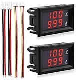 VooGenzek 2 Pezzi 0.28' LED Voltmetro Amperometro, Multimetro Digitale di Tensione per Display, DC 0-100V 10A per 12V/24V Multimetro Misuratore di Amperaggio Pannello Volt Amp Gauge