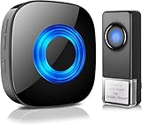 PHYSEN Campanello Senza Fili da Esterno Impermeabile IP55, Portata 400M, 5 Livelli Volume 58 Melodie, con Indicatore LED, Kit Campanello Wireless Per Porta Con 1 Ricevitore Plug-In + 1 Trasmettitore