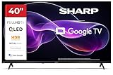 Sharp 40HF3365E - GOOGLE TV, 40' FHD, FRAMELESS, 60Hz, QLED, Google Assistant con microfono, Chromecast,Bluetooth, Sonido 2x8W, HDMIx3, USBx2, Colore nero
