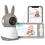 ieGeek 2k Baby Monitor Video e Audio con 5' LCD, Telecamera Bambini con Monitor Supporto Controllo Tramite APP Mobile & Monitor, 3000 mAh Batteria Ricaricabile, 3 Tipi di Rilevamento Intelligente