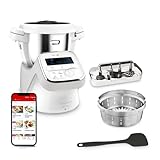 Moulinex I-Companion XL - Robot da cucina connesso, con 14 funzioni automatiche, capacità 10 persone, bianco, grigio, made in France