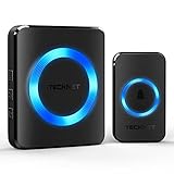 TECKNET Campanello Wireless, Campanello Senza Fili da Esterno Impermeabile, 60 Melodie con 5 Livelli di Volume, Raggio d’Azione 400m(1x Trasmettitore e 1x Ricevitore)