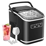 Acmeenjoy Macchina Ghiaccio 12kg/24h, Autopulente Macchina per il Ghiaccio Casa 1,5L, Silenzioso, 9 Cubetti in 6 Minuti, Ice Maker con Maniglia/Paletta/Cestello, Nero