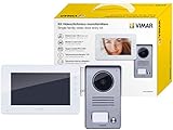 VIMAR K40930 Kit videocitofonico da parete con: videocitofono vivavoce a colori LCD 7' con tastiera capacitiva, targa audiovideo 1 pulsante, alimentatore, completo di staffe per il fissaggio, bianco