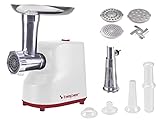 BEPER P102ROB200 Tritacarne Elettrico e Passapomodoro Elettrico 1200W con Trafile in Acciaio Inossidabile e Accessori