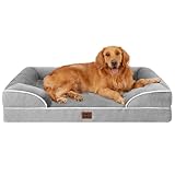 EHEYCIGA Cuccia Cane Interno Taglia Grande, Cuscino Cane Impermeabile Sfoderabile e Lavabile, Letto per Cani con tre Lati Rialzati Ortopedico, Cuccia Divano per Cani, Grigio, 112x81x16cm