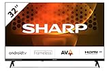 SHARP 32FH6EA 32' LED Smart TV, Frameless, HD Ready Android 11, DVB-T2/S2, Wi-Fi, 3xHDMI 2.1, 2xUSB, Chromecast Integrato, Dolby Digital Plus, DolbyAC-4, Nero