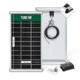 MOSCATELLI Pannello Solare 100W Monocristallino PERC Kit per Camper con Profilo integrato, in Alluminio, per fissaggio al tetto - Regolatore 10A e Accessori