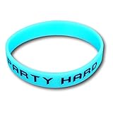 Ekna - Set di 3 bracciali fitness con motivo 'Party Hard per motivazione', in silicone verde con effetto luminoso, Glow in The Dark Wristbands