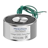 Heschen Elettromagnete magnete solenoide P40/20, OD: 40mm, DC 12V, 25Kg/55lb
