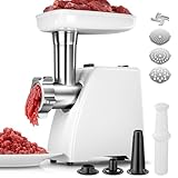AMZCHEF Tritacarne Elettrico per Casa - con 3 Dischi, Riempisalsicce & Kit Kubbe | Ideale per Carne Macinata, Salsicce & Cucina Domestica