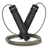 PORTENTUM Corda per Saltare Professionale Speed Corda Crossfit di Salto Regolabile con la Maniglia di Schiuma di Memoria Molle e Cuscinetti a Sfera, Regolatore di Lunghezza per Fitness, Boxe