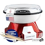 GOURMETmaxx Macchina per zucchero filato per la casa | L'originale rosso con 10 bastoncini e misurino in un nostalgico design retrò | Zucchero filato di altissima qualità per ogni occasione