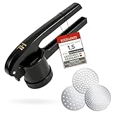 Thiru Schiacciapatate 3in1 – schiaccia patate in acciaio con 3 inserti in acciaio inox – per purè, verdure e dessert – supporto stabile su pentola – lavabile in lavastoviglie