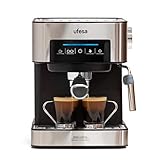 Ufesa Ce7255 -Macchina Espresso per Caffè Macinato O Cialde e Cappuccini, Touch Screen, Vaporizzatore Regolabile, Macchina Caffè 20 Bar, 850W, 1.6 L, Acciaio Inox, Nero/Argento