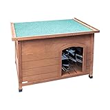 AqpetFriends Baita Cuccia in Legno da Esterno per Cani con Tetto Apribile e Tende Termiche incluse, Small 85x60x58h