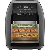 Chefman Friggitrice Digitale Multifunzionale, Girarrosto, Disidratatore, Forno a Convezione, 17 Preselezioni Touch-Screen, Friggere, Arrostire, Spegnimento Automatico, Formato Famiglia XL 10 L, Nero