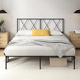 Zinus Elias Rete Matrimoniale 160x190 cm con Testiera in Metallo - Struttura Letto con Doghe in Metallo Incluse - Altezza 31 cm con Spazio Sottostante - Facile da Montare - Nero