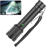 Chasinglee Torcia LED Ricaricabile 90000 lumen, Torcia LED Potente Tattica Ad Alto Lumen, Torcia Ad Alta Potenza, Super Luminosa, Ricaricabile Type-C, Per il Campeggio e l'escursionismo