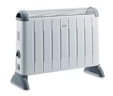 De'Longhi HCM2030 TermoConvettore Elettrico, Silenzioso, 3 Livelli di Potenza, Manopola Intuitiva, per Ambienti Fino a 60m³, Maniglia, Funzione Antigelo, Leggero, termostato di sicurezza, Bianco
