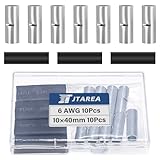 JTAREA 6 AWG Connettori di Testa Non Isolati Connettori Elettrici Kit con Tubo Termorestringente Cavo Elettrico Crimpare Terminale 16 mm² Connettore Capicorda Elettriche (Confezione da 20 Pezzi)