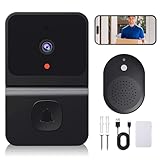 Videocitofono campanello con telecamera senza cavo, Wi-Fi video campanello con fotocamera, 2.4GWifi video campanello per porta vista notturna/2 vie audio/supporta SD e memoria cloud con campana