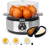 Duronic EB40 BK Cuociuova elettrico 400W Cuoci uova fino a 7 uova Bollitore uova per uova Sode Medie Alla coque Cuocitore di Uova con 2 vassoi per Frittata e uovo in camicia Omelet maker Egg cooker