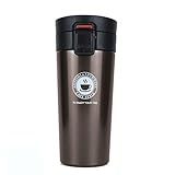 SLOSH Tazza Termica Viaggio Caffè Bottiglia Acqua Infusione Ufficio Borraccia Acciaio Inox Auto Infusore Travel Mug Coffee To Go Bpa Free 380ml (Marrone)