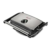 Girmi BS11 Bistecchiera, 1500 W, Corpo inox, Piastre 27 x 17 cm, Regolazione temperarura, Cassetto per raccolta liquidi, Ampia maniglia antiscottatura, Nero