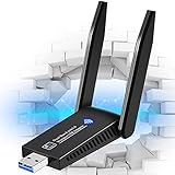 Trahoo Chiavetta WiFi USB, 1300 Mbps Antenna WiFi, Per PC Doppia Antenna 5dBi, per Laptop Desktop Banda 2.4 Ghz/5 Ghz Dongle WiFi Compatibile con Windows 10/7/8/8.1/XP/Vista Mac OS 10.9-10.15