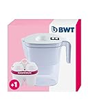 BWT Vida - Caraffa filtrante per acqua bianca, 2,6 l, riduce calce, cloro e impurità, include 1 cartuccia filtrante mineralizzata con magnesio